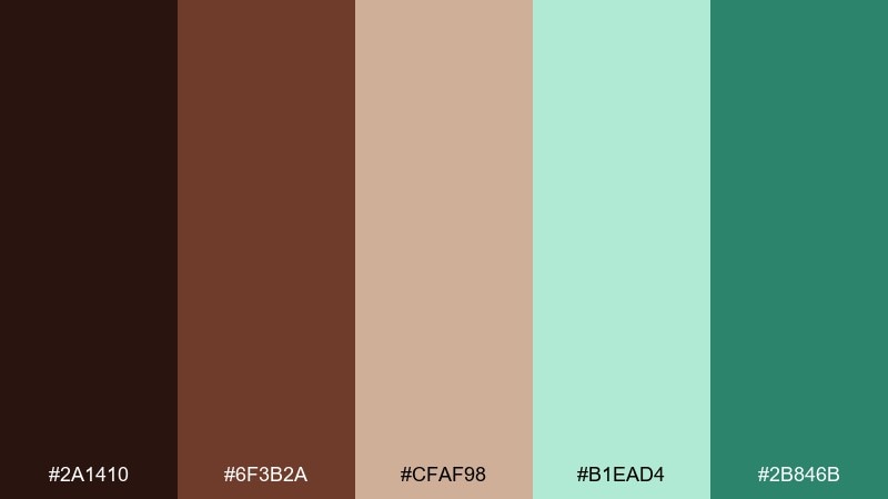 minted-mocha-poster chocolate mint color palette with hex codes