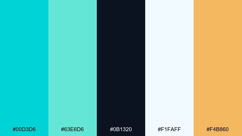 minted surf bright turquoise color palette with hex codes
