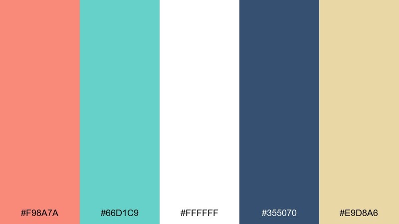 minted wedding paper salmon teal color palette with hex codes