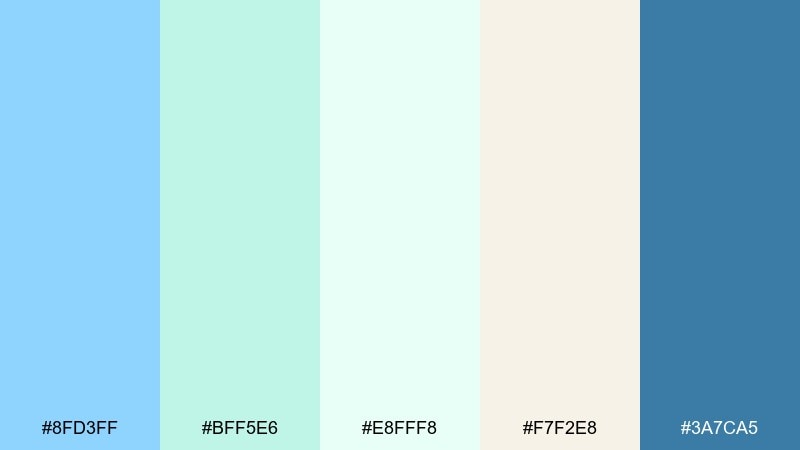 minty breeze color palette with hex codes