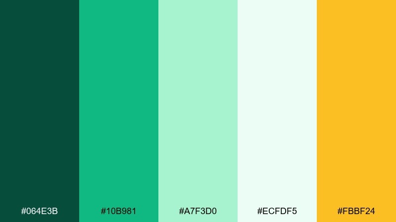 minty fresh ecommerce color palette with hex codes