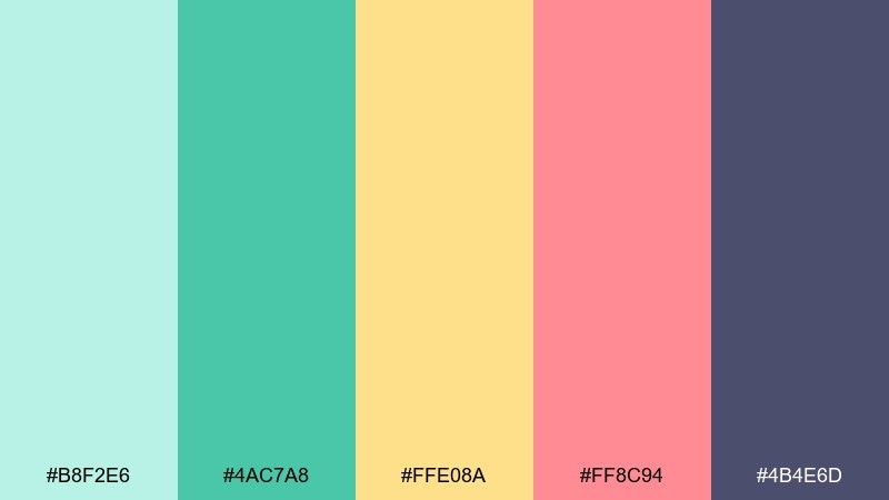 minty storytime kids color palette with hex codes