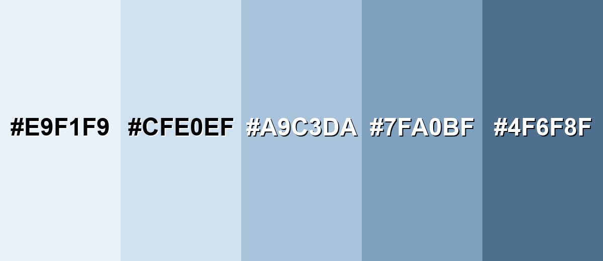 shades and variations of misty-blue