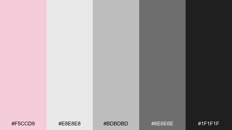 misty blush grayscale color palette with hex codes