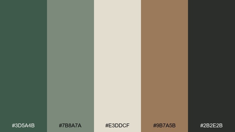 misty canopy woodland color palette with hex codes