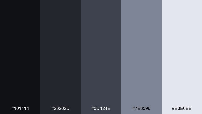 misty charcoal shadow color palette with hex codes