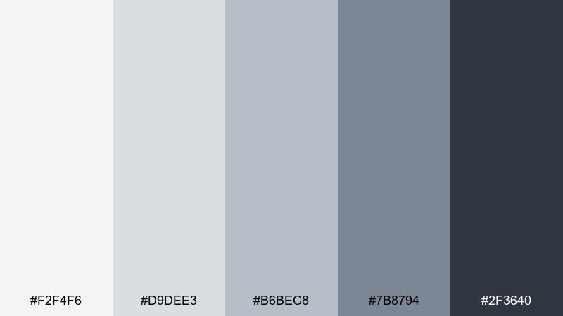 misty concrete gray color palette with hex codes