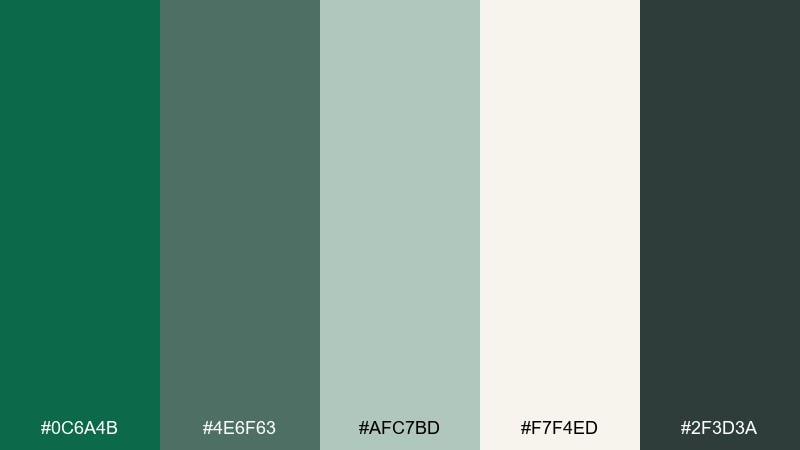 misty eucalyptus minimal phthalo green color palette with hex codes