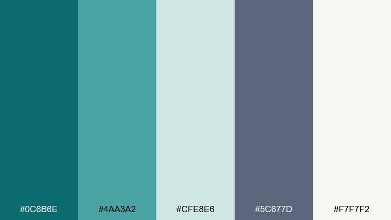 misty fjord dark cyan color palette with hex codes