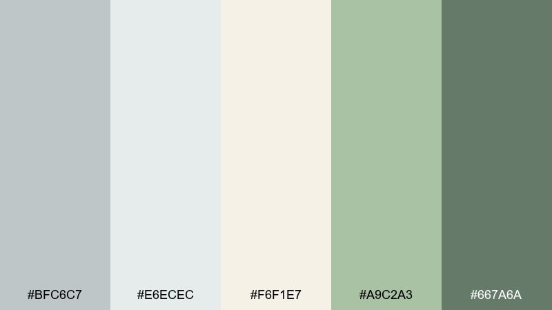 misty gray soft basil garden wedding color palette with hex codes