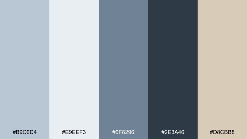 misty harbor blue light gray color palette with hex codes