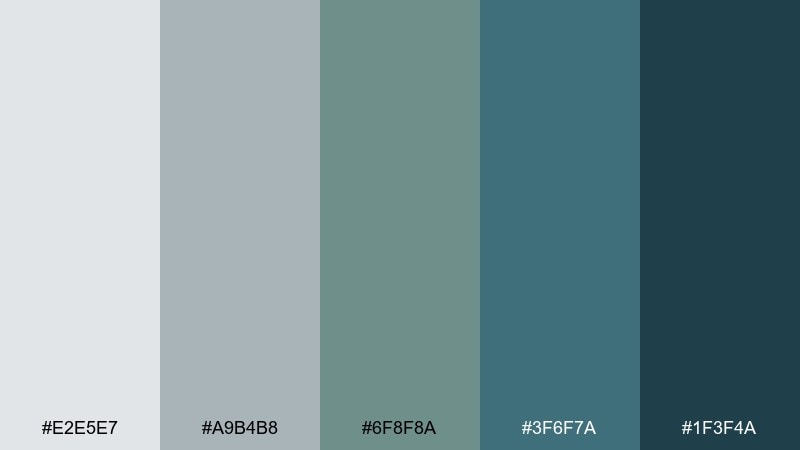 misty harbor gray green blue color palette with hex codes