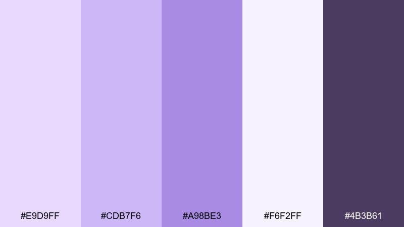 misty lilac morning lavender purple color palette with hex codes