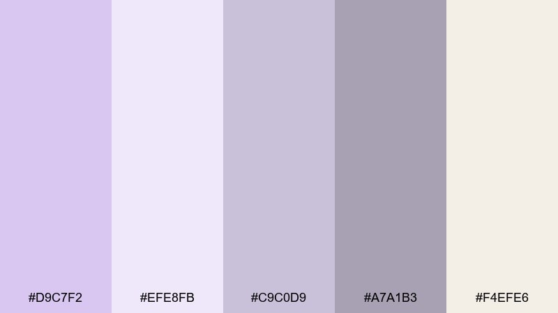 misty lilac neutrals pale lavender color palette with hex codes