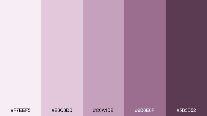 misty mauve dreamy color palette with hex codes