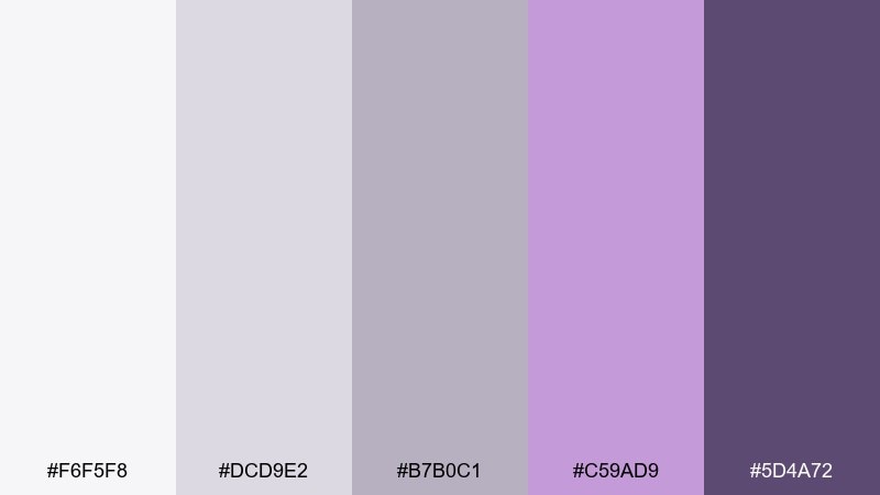 misty orchid color palette with hex codes
