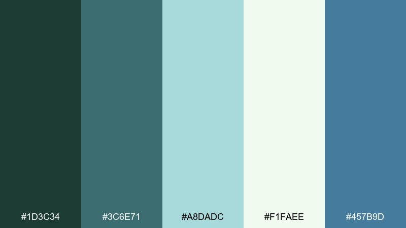 misty palm jungle blue color palette with hex codes