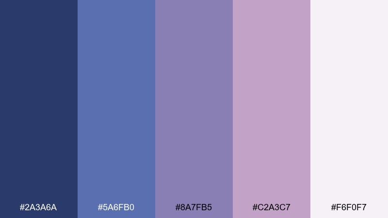 misty periwinkle mauve blue mauve color palette with hex codes