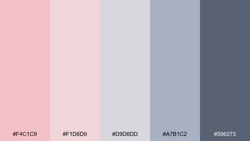 misty pink landscape tea rose color palette with hex codes