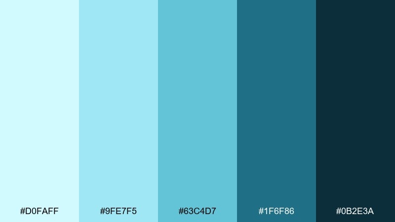 misty tech gradient light cyan color palette with hex codes