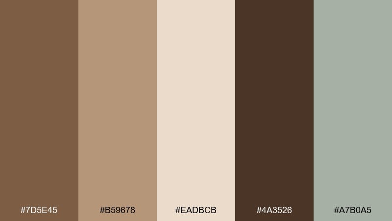 mocha clay dark tan color palette with hex codes