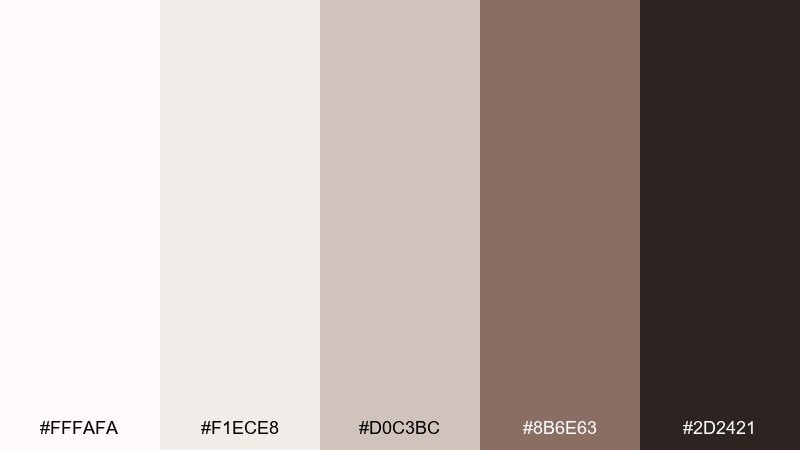 mocha frost snow white color palette with hex codes