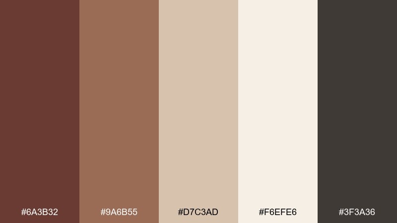 mocha linen burnt umber color palette with hex codes