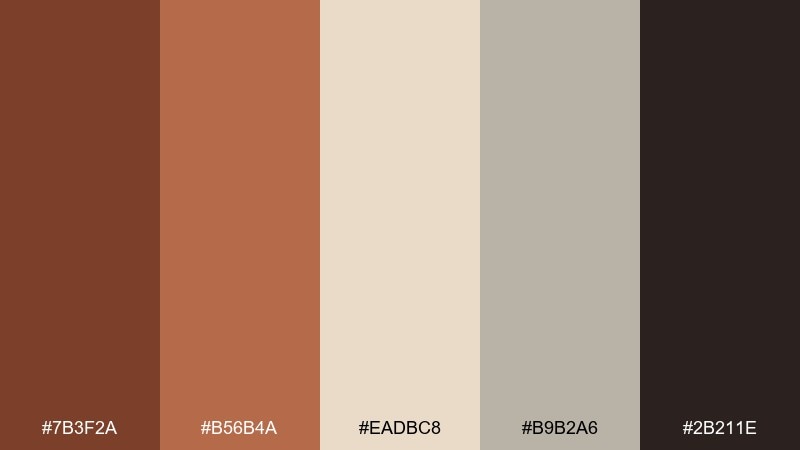 mocha linen sienna color palette with hex codes