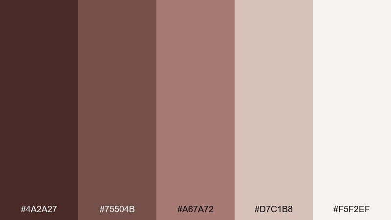 mocha mist rosewood color palette with hex codes