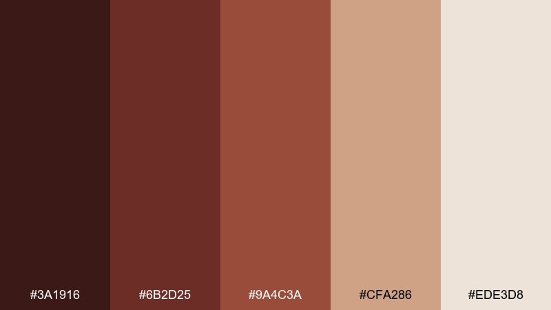 mocha orchard mahogany color palette with hex codes