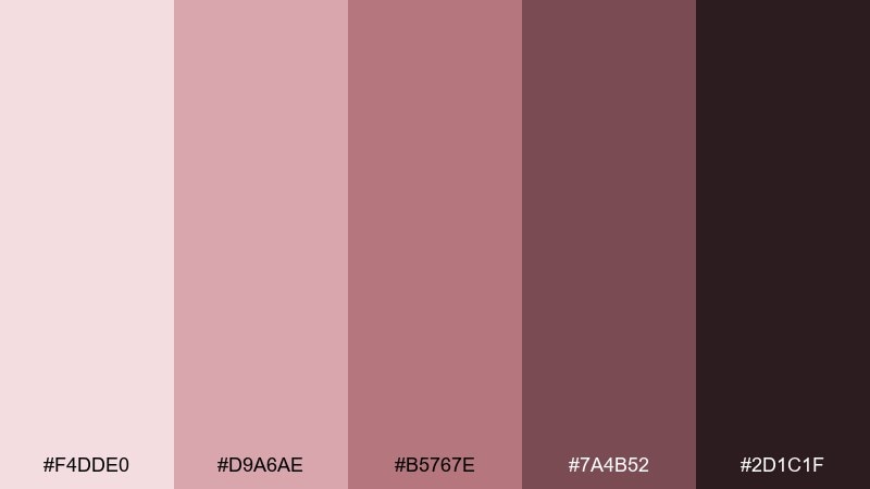 mocha rose skin color palette with hex codes