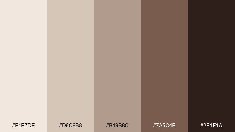 mocha stone coffee cream color palette with hex codes