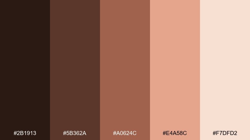 mocha sunrise brown peach color palette with hex codes