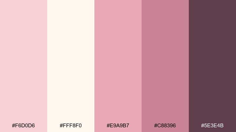 modern bridal pink cream color palette with hex codes