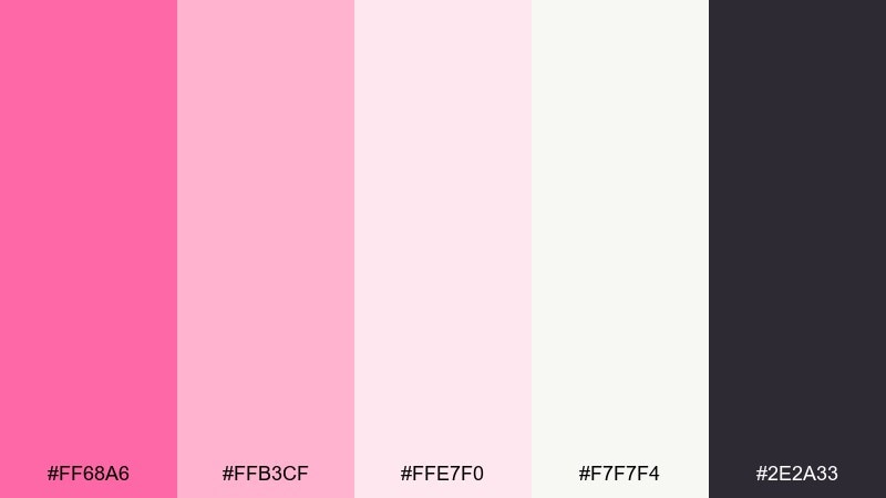 modern bridal pink pink flamingo color palette with hex codes