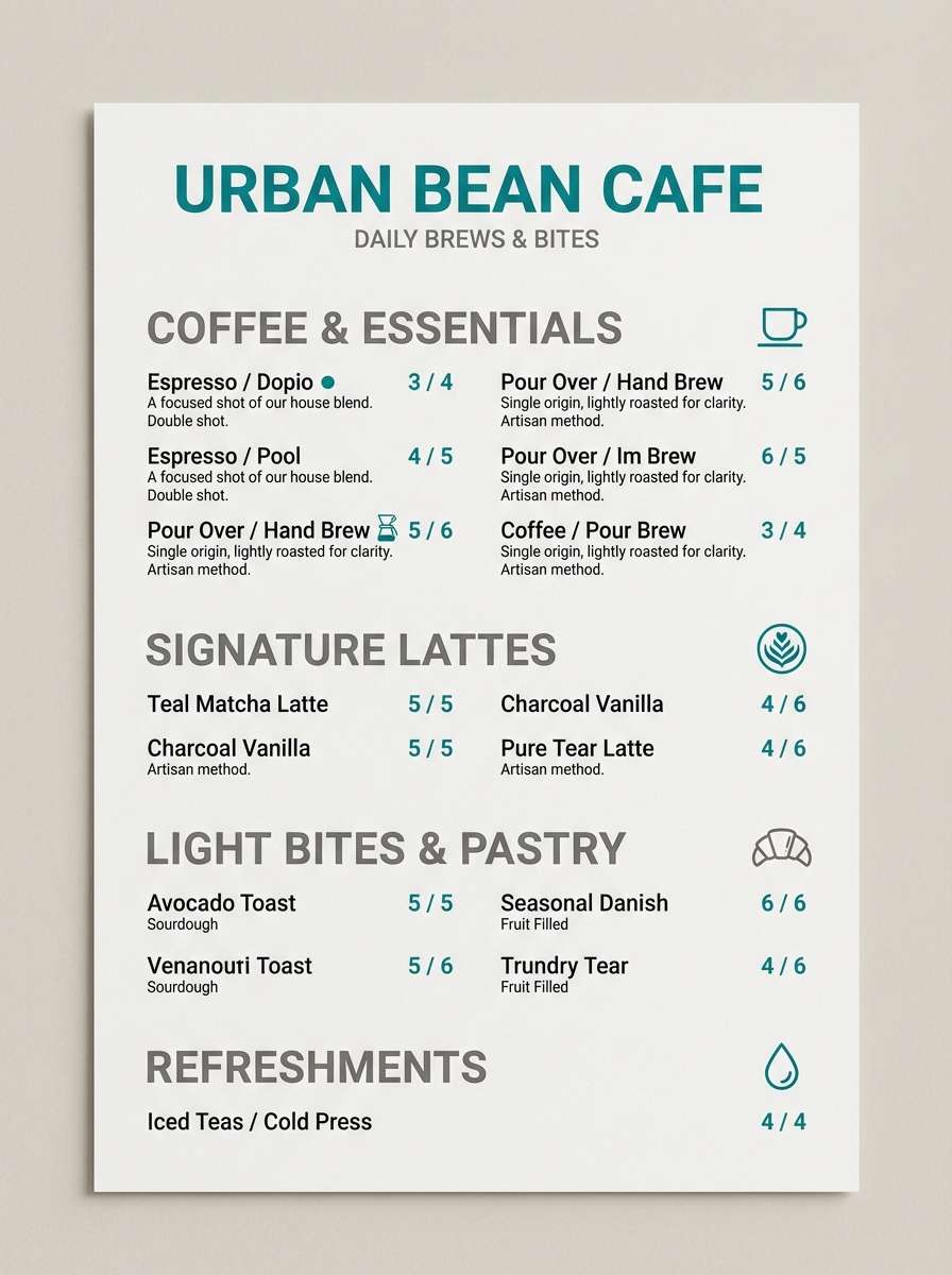 teal gray menu design
