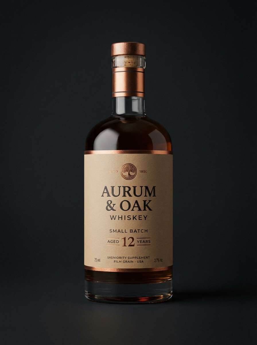 copper whiskey label design