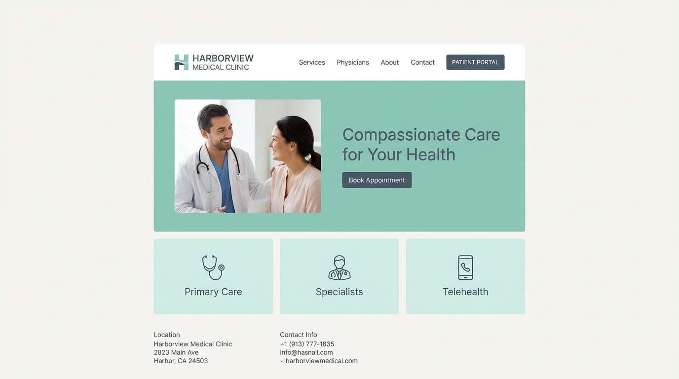 seafoam clinic website mockup