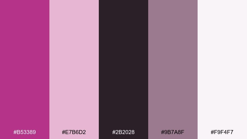 modern editorial fuchsia fandango color palette with hex codes