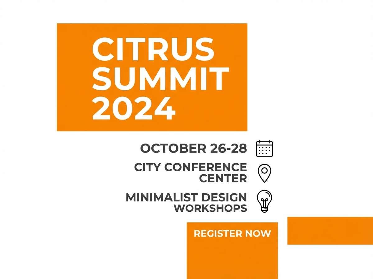 clean flyer with orange accent