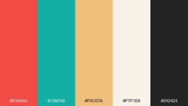 modern folk pattern red turquoise color palette with hex codes