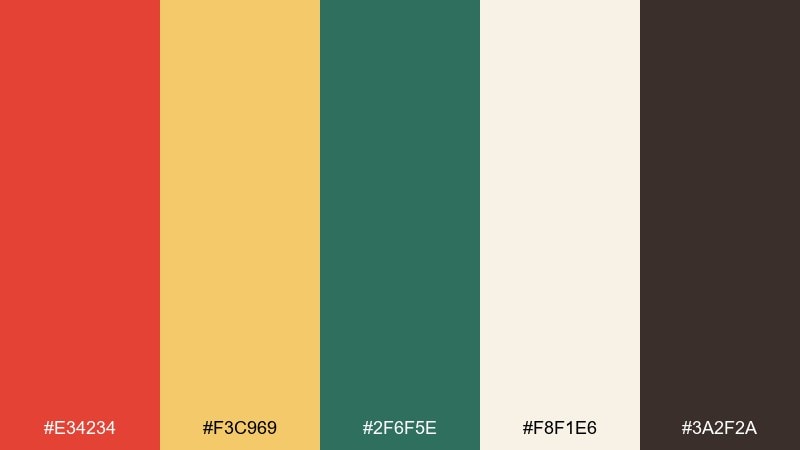 modern folk vermilion color palette with hex codes