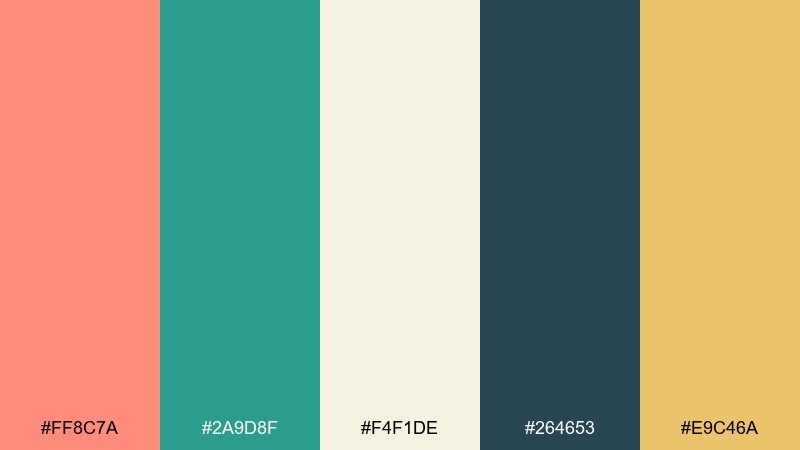 modern gallery wall salmon teal color palette with hex codes
