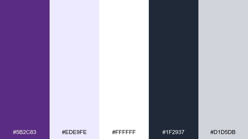modern gallery white space royal purple color palette with hex codes