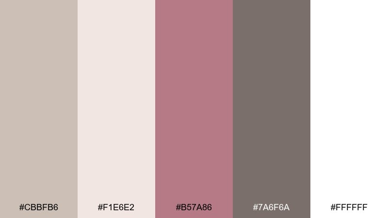 modern greige blush wedding color palette with hex codes