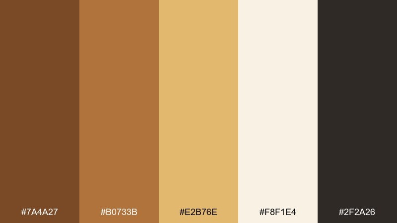 modern heritage scheme golden brown color palette with hex codes