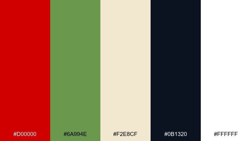 modern holiday trim color palette with hex codes