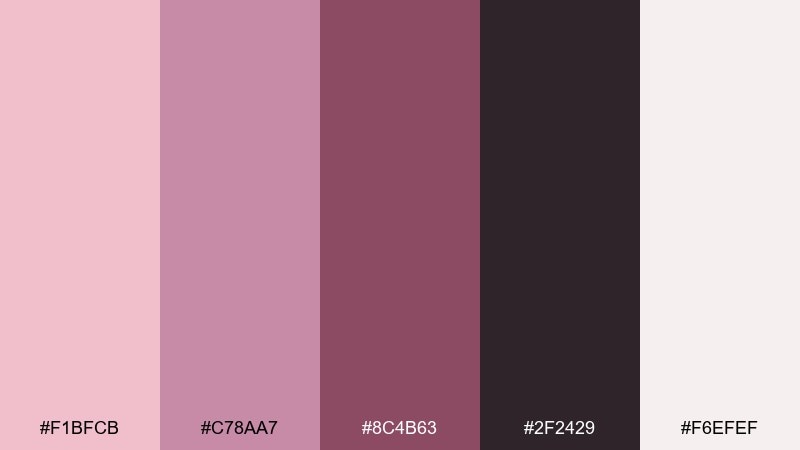 modern mauve contrast tea rose color palette with hex codes