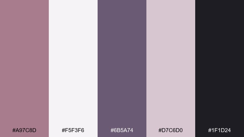 modern mauve old rose color palette with hex codes