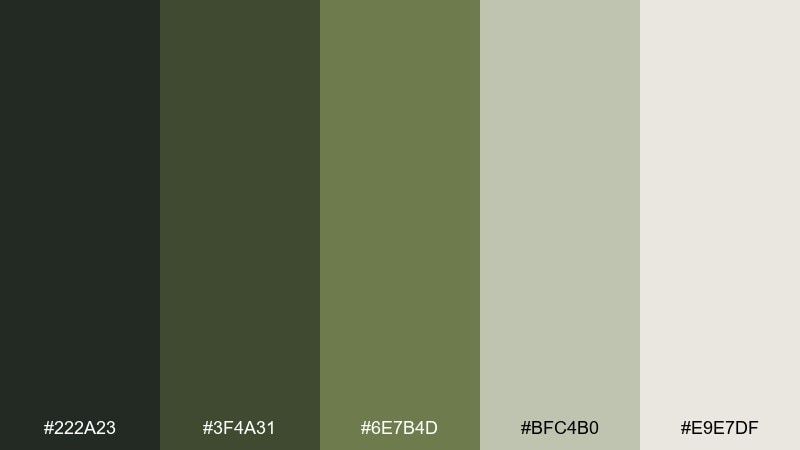 modern military chic color palette with hex codes